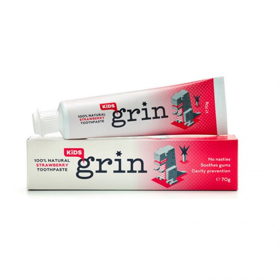 Grin 100%纯天然有机儿童牙膏草莓味 70克 （买Grin系列任意2个牙膏送儿童牙刷）