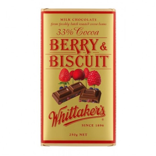 Whittaker's 莓子和饼干牛奶巧克力 33％可可 250g 
